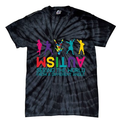 Funny Autism Awareness Seeing The World From Different Angles Tie-Dye T-Shirt