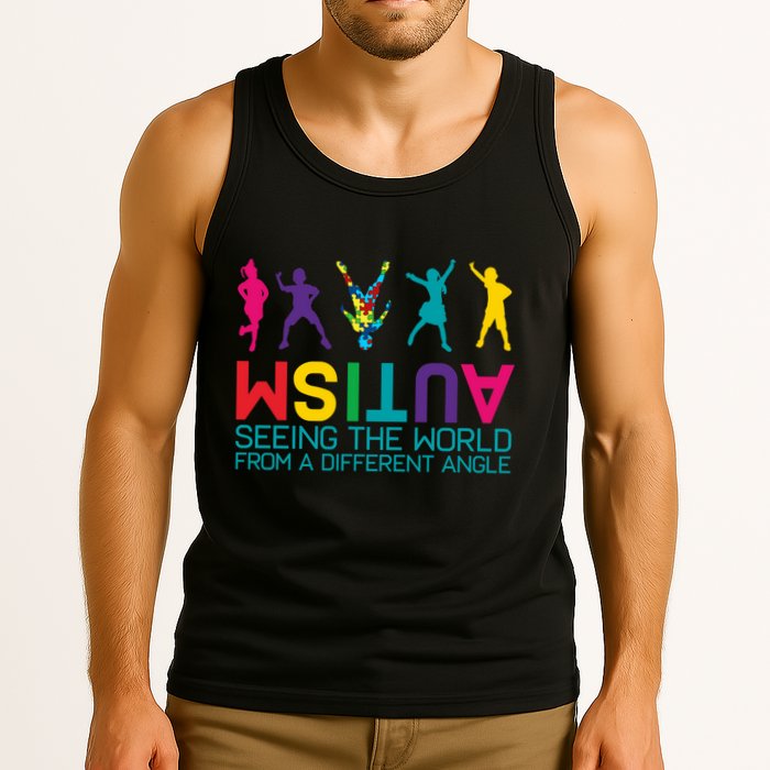 Funny Autism Awareness Seeing The World From Different Angles Tank Top