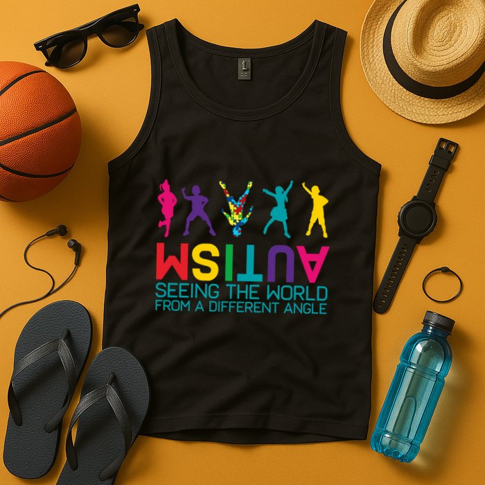 Funny Autism Awareness Seeing The World From Different Angles Tank Top