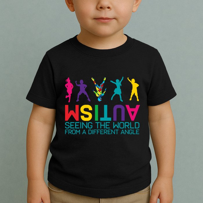 Funny Autism Awareness Seeing The World From Different Angles Toddler T-Shirt