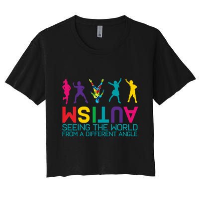 Funny Autism Awareness Seeing The World From Different Angles Crop Top