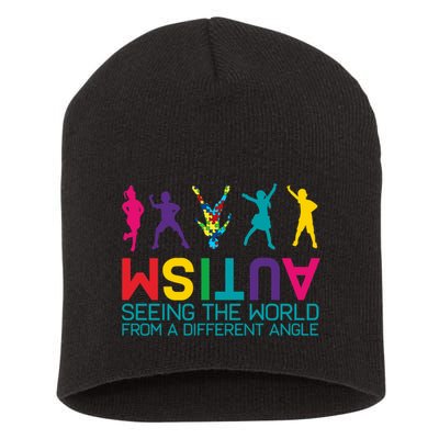 Funny Autism Awareness Seeing The World From Different Angles Short Acrylic Beanie