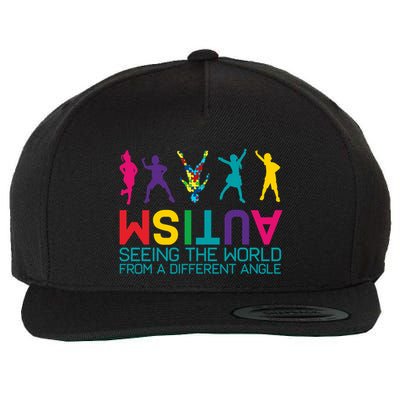 Funny Autism Awareness Seeing The World From Different Angles Wool Snapback Cap