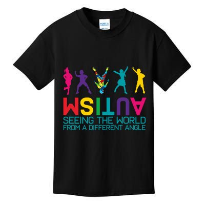 Funny Autism Awareness Seeing The World From Different Angles Kids T-Shirt