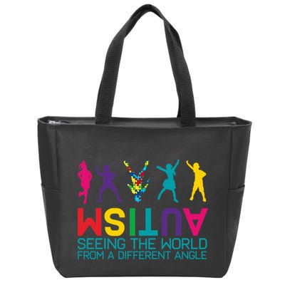Funny Autism Awareness Seeing The World From Different Angles Zip Tote Bag
