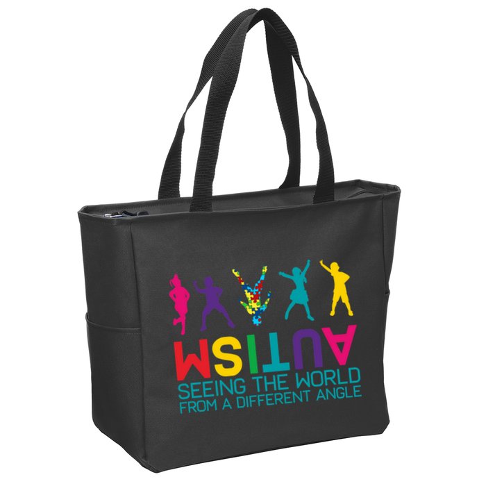Funny Autism Awareness Seeing The World From Different Angles Zip Tote Bag