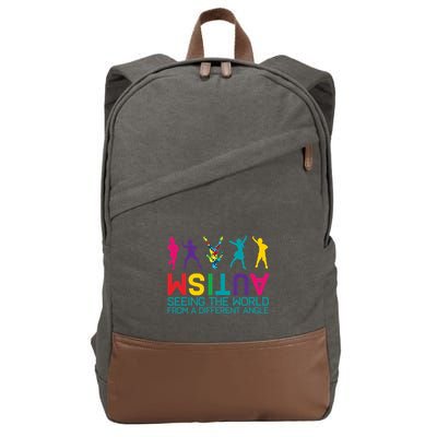 Funny Autism Awareness Seeing The World From Different Angles Cotton Canvas Backpack