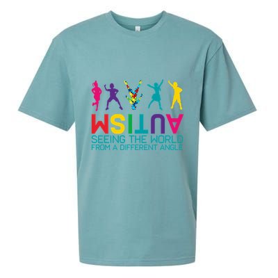Funny Autism Awareness Seeing The World From Different Angles Sueded Cloud Jersey T-Shirt