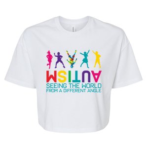 Funny Autism Awareness Seeing The World From Different Angles Bella+Canvas Jersey Crop Tee