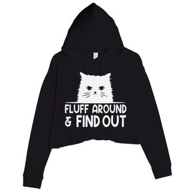 F.luff Around And Find Out Funny Cat Meme Humor Crop Fleece Hoodie