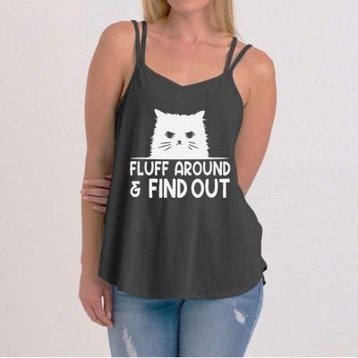 F.luff Around And Find Out Funny Cat Meme Humor Women's Strappy Tank