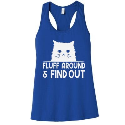 F.luff Around And Find Out Funny Cat Meme Humor Women's Racerback Tank