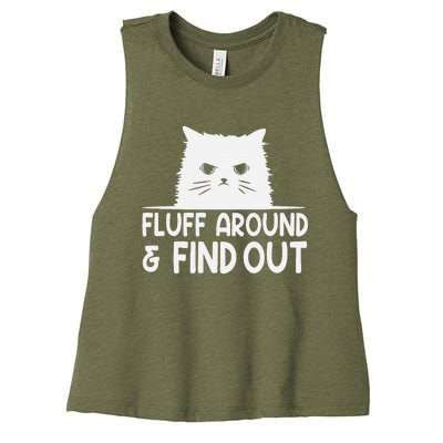 F.luff Around And Find Out Funny Cat Meme Humor Women's Racerback Cropped Tank