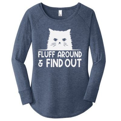 F.luff Around And Find Out Funny Cat Meme Humor Women's Perfect Tri Tunic Long Sleeve Shirt