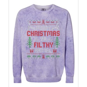 Funny Alone At Home Movies Merry Christmas You Filty Animal Colorblast Crewneck Sweatshirt