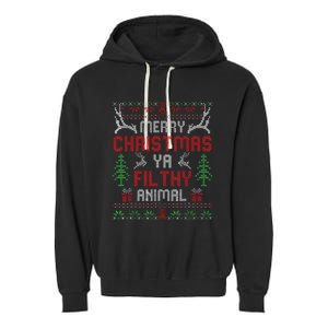 Funny Alone At Home Movies Merry Christmas You Filty Animal Garment-Dyed Fleece Hoodie