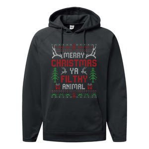 Funny Alone At Home Movies Merry Christmas You Filty Animal Performance Fleece Hoodie