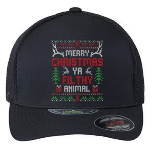 Funny Alone At Home Movies Merry Christmas You Filty Animal Flexfit Unipanel Trucker Cap