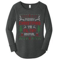 Funny Alone At Home Movies Merry Christmas You Filty Animal Women's Perfect Tri Tunic Long Sleeve Shirt