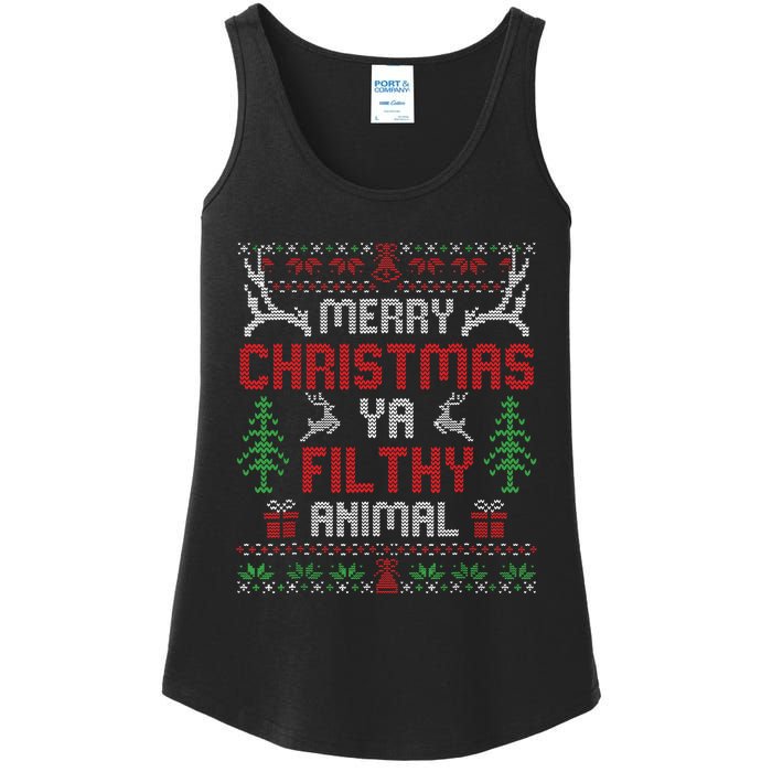 Funny Alone At Home Movies Merry Christmas You Filty Animal Ladies Essential Tank