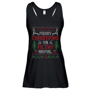 Funny Alone At Home Movies Merry Christmas You Filty Animal Ladies Essential Flowy Tank