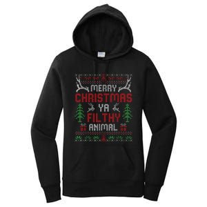 Funny Alone At Home Movies Merry Christmas You Filty Animal Women's Pullover Hoodie