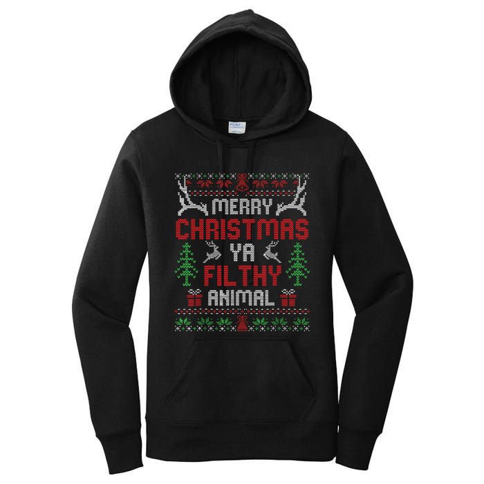 Funny Alone At Home Movies Merry Christmas You Filty Animal Women's Pullover Hoodie