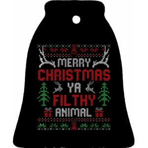 Funny Alone At Home Movies Merry Christmas You Filty Animal Ceramic Bell Ornament