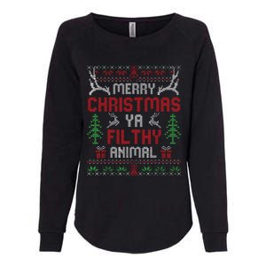 Funny Alone At Home Movies Merry Christmas You Filty Animal Womens California Wash Sweatshirt