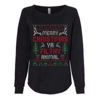 Funny Alone At Home Movies Merry Christmas You Filty Animal Womens California Wash Sweatshirt