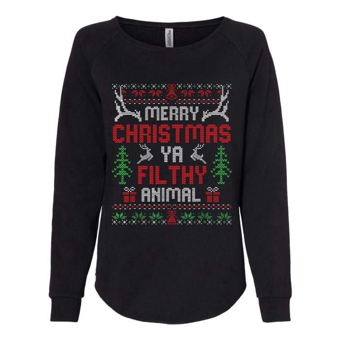 Funny Alone At Home Movies Merry Christmas You Filty Animal Womens California Wash Sweatshirt