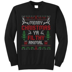 Funny Alone At Home Movies Merry Christmas You Filty Animal Tall Sweatshirt