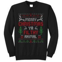 Funny Alone At Home Movies Merry Christmas You Filty Animal Tall Sweatshirt