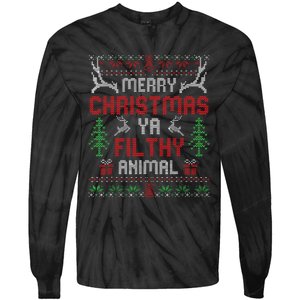 Funny Alone At Home Movies Merry Christmas You Filty Animal Tie-Dye Long Sleeve Shirt