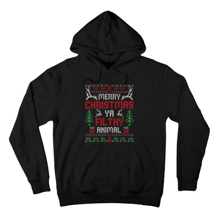 Funny Alone At Home Movies Merry Christmas You Filty Animal Tall Hoodie