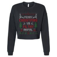 Funny Alone At Home Movies Merry Christmas You Filty Animal Cropped Pullover Crew