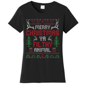 Funny Alone At Home Movies Merry Christmas You Filty Animal Women's T-Shirt