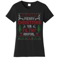 Funny Alone At Home Movies Merry Christmas You Filty Animal Women's T-Shirt