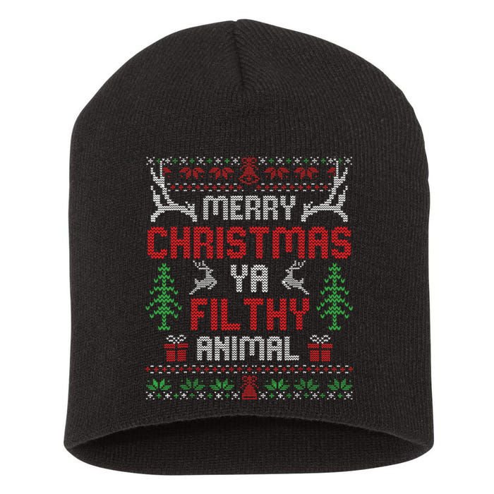 Funny Alone At Home Movies Merry Christmas You Filty Animal Short Acrylic Beanie