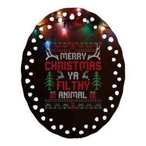 Funny Alone At Home Movies Merry Christmas You Filty Animal Ceramic Oval Ornament