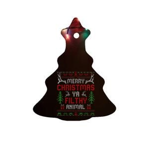 Funny Alone At Home Movies Merry Christmas You Filty Animal Ceramic Tree Ornament