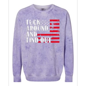 Fuck Around And Find Out American USA Flag Colorblast Crewneck Sweatshirt