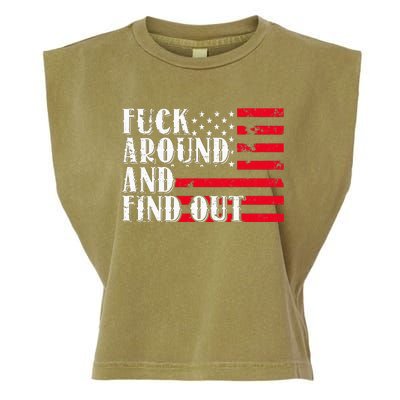 Fuck Around And Find Out American USA Flag Garment-Dyed Women's Muscle Tee