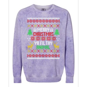 Funny Alone At Home Movies Merry Christmas You Filty Animal Gift Colorblast Crewneck Sweatshirt