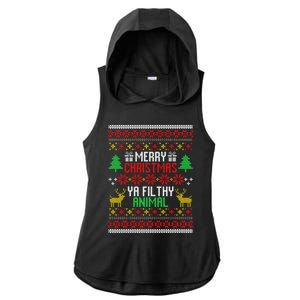 Funny Alone At Home Movies Merry Christmas You Filty Animal Gift Ladies PosiCharge Tri-Blend Wicking Draft Hoodie Tank