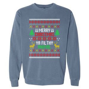 Funny Alone At Home Movies Merry Christmas You Filty Animal Gift Garment-Dyed Sweatshirt