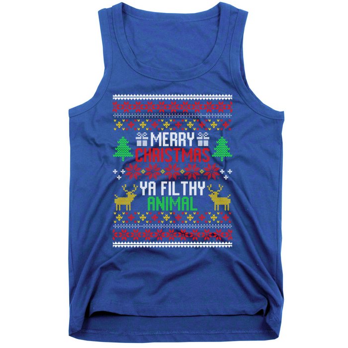 Funny Alone At Home Movies Merry Christmas You Filty Animal Gift Tank Top