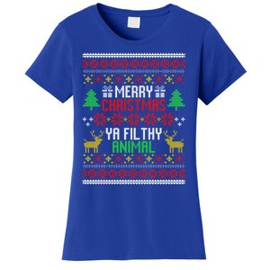 Funny Alone At Home Movies Merry Christmas You Filty Animal Gift Women's T-Shirt