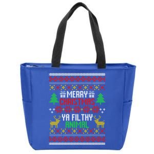 Funny Alone At Home Movies Merry Christmas You Filty Animal Gift Zip Tote Bag