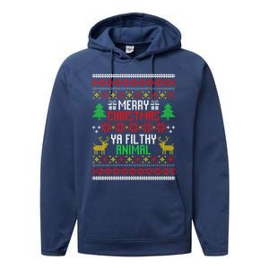 Funny Alone At Home Movies Merry Christmas You Filty Animal Gift Performance Fleece Hoodie